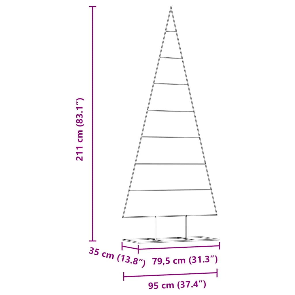 Metall juletre med stativ Gull 210 cm Pulverlakkert stål