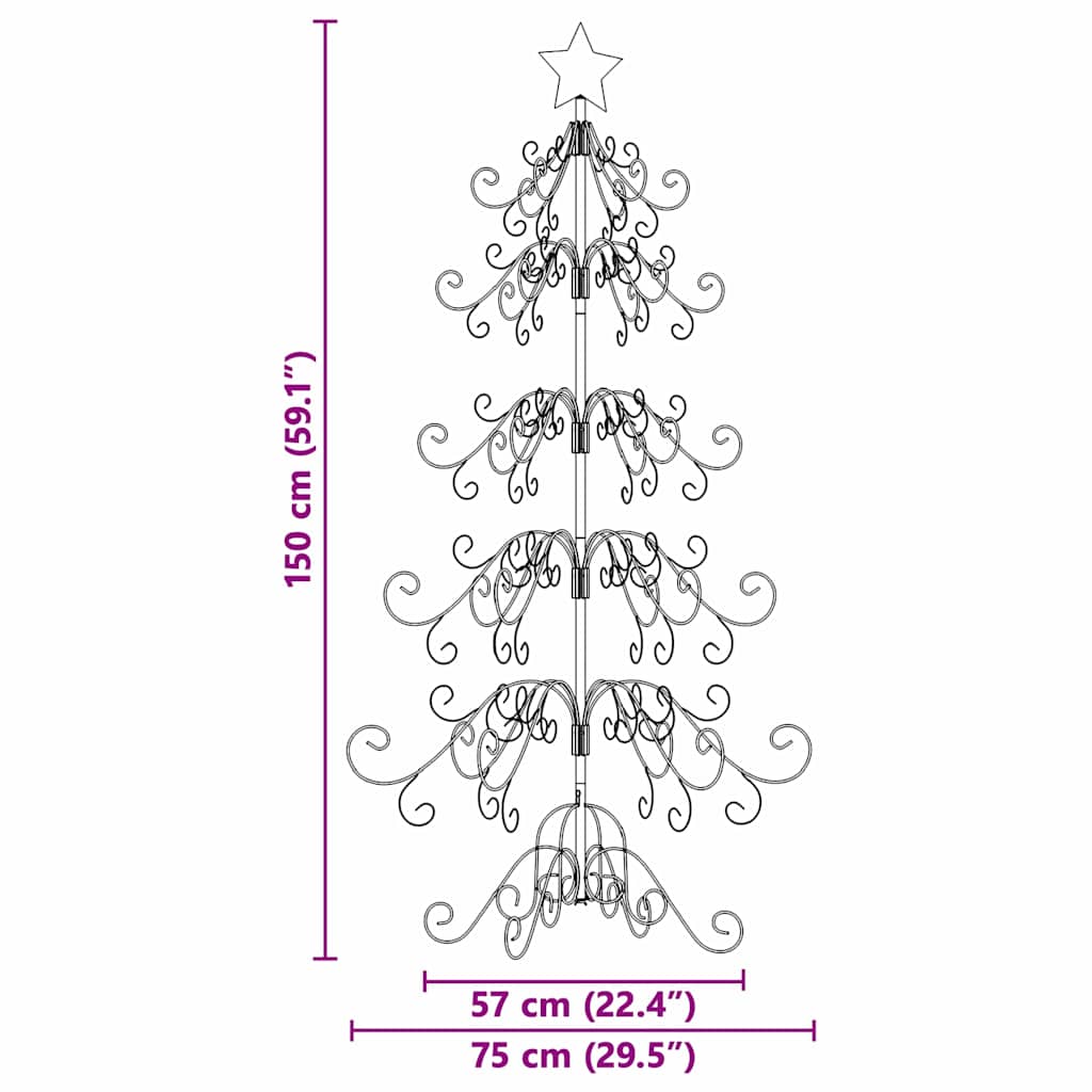 Metall juletre med stativ Gull 150 cm Pulverlakkert stål