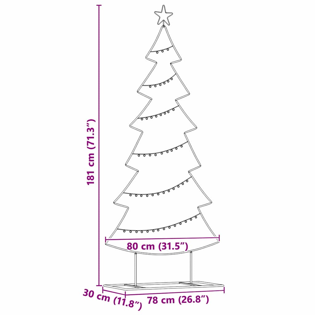 Metall juletre med stativ Svart 180 cm Stål