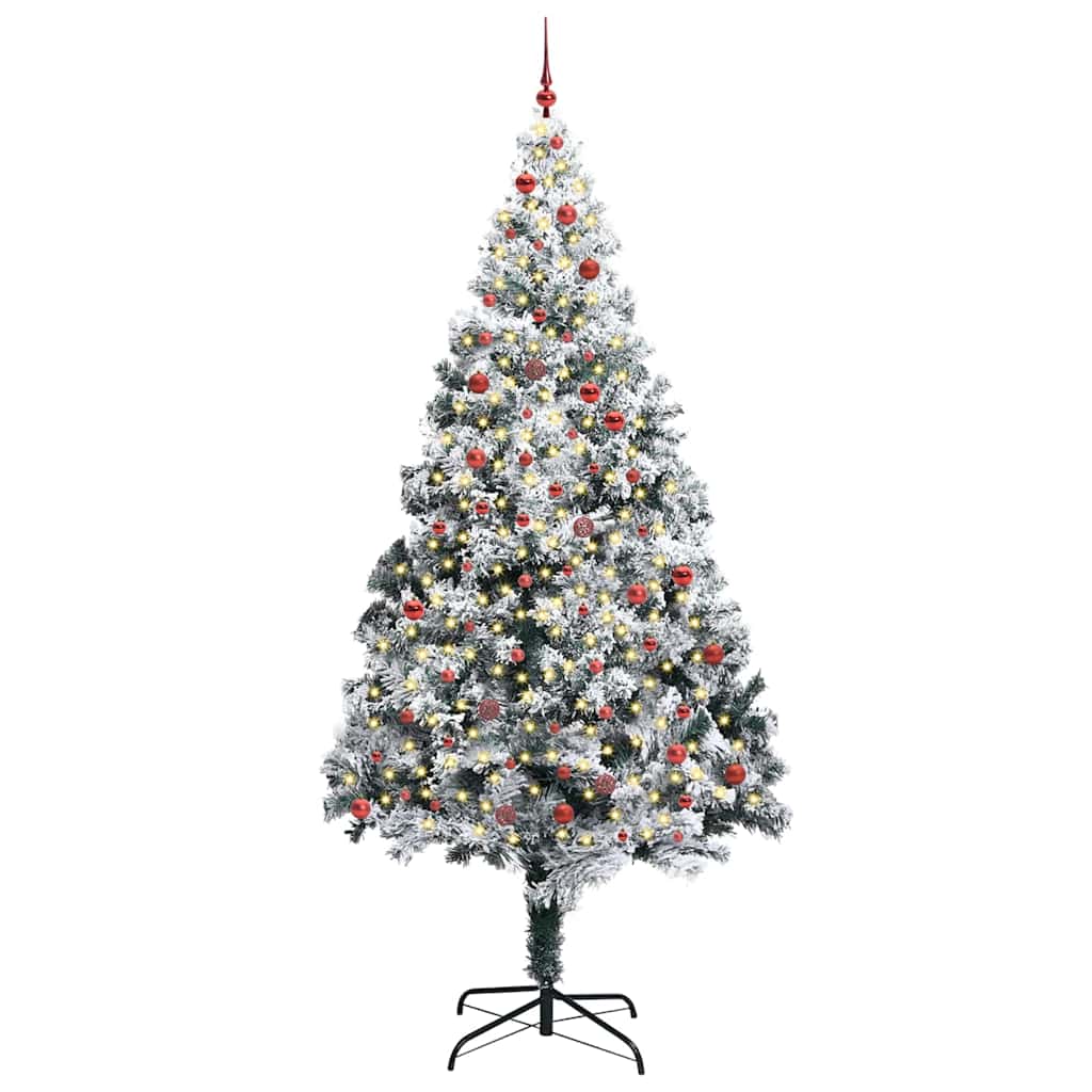 Juletre med dekorative strenglys Hvit 300 cm PVC