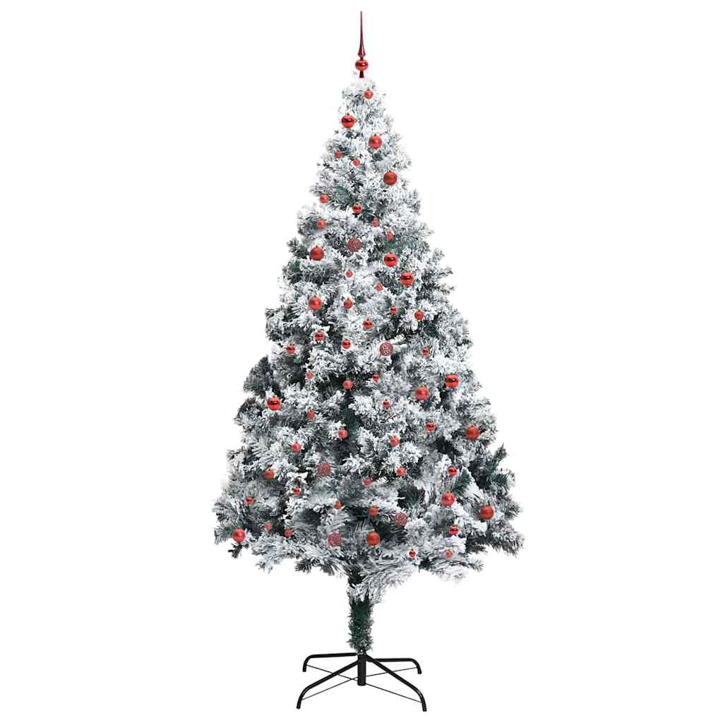 Juletre med dekorative strenglys Hvit 300 cm PVC