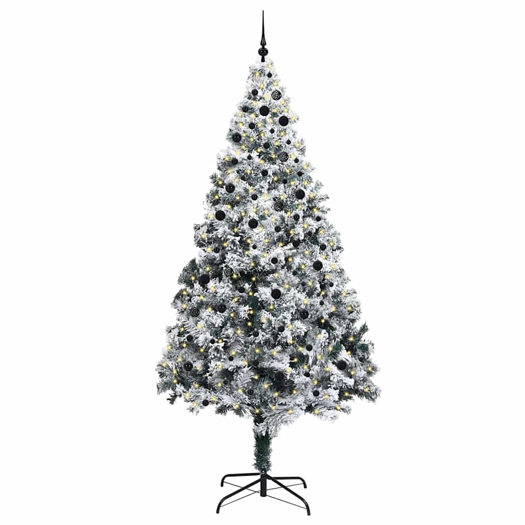 Juletre med dekorative strenglys Hvit 300 cm PVC