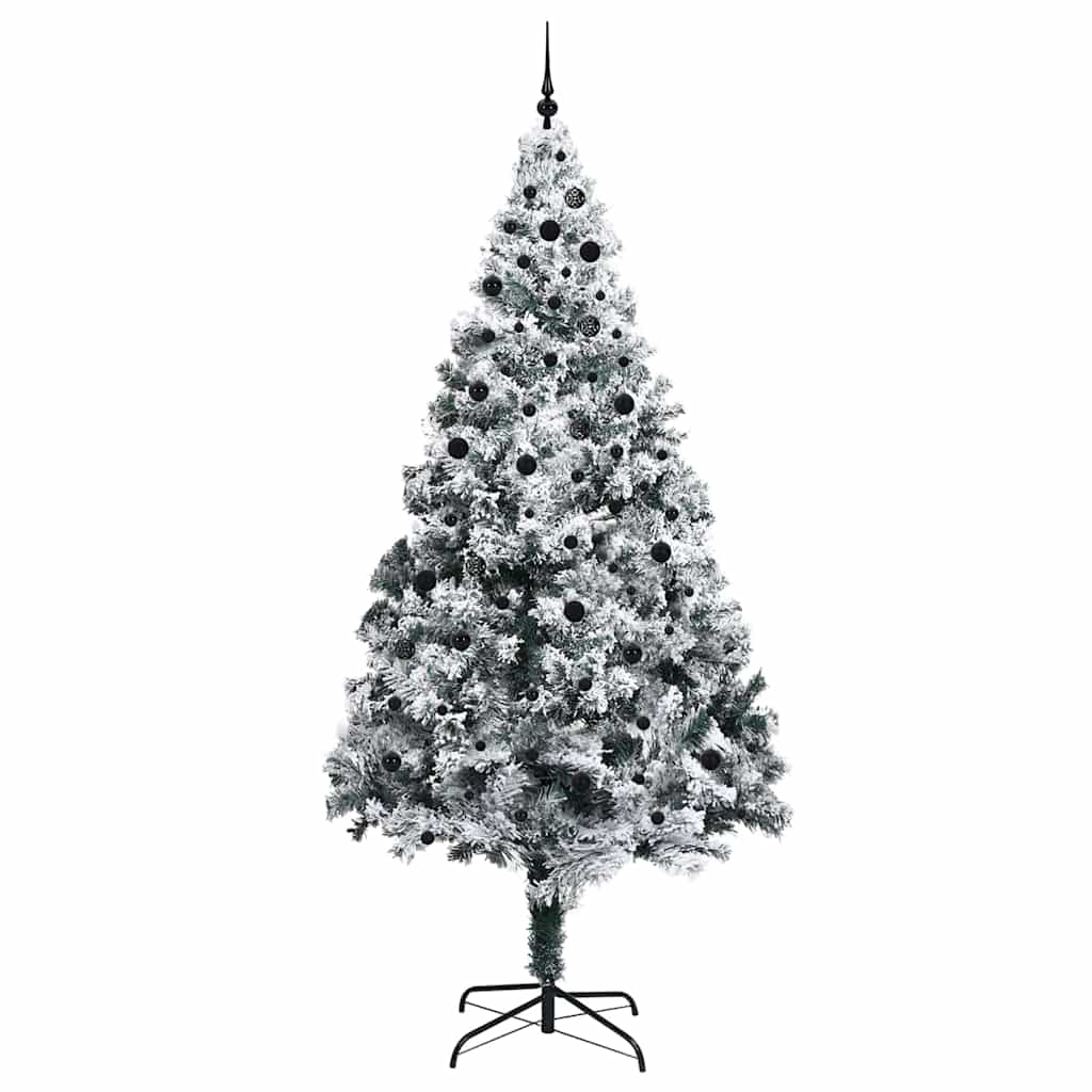 Juletre med dekorative strenglys Hvit 300 cm PVC