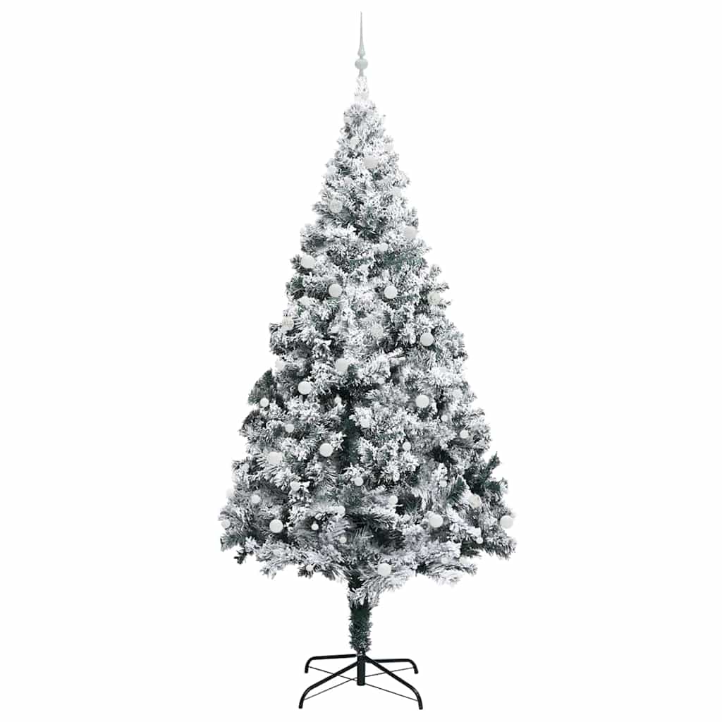 Juletre med dekorative strenglys Hvit 300 cm PVC