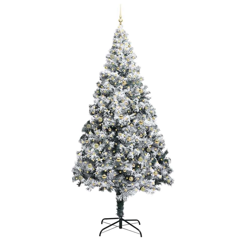 Juletre med dekorative strenglys Hvit 300 cm PVC