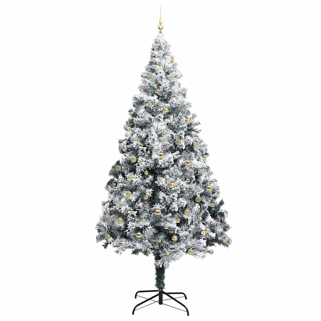 Juletre med dekorative strenglys Hvit 300 cm PVC