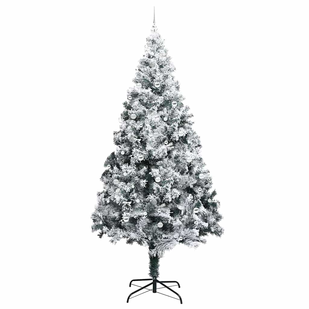 Juletre med dekorative strenglys Hvit 300 cm PVC
