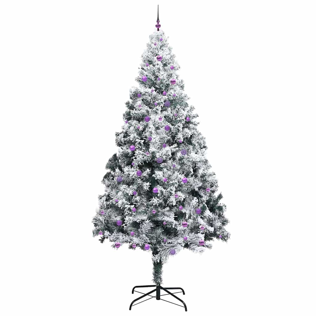 Juletre med dekorative strenglys Hvit 300 cm PVC