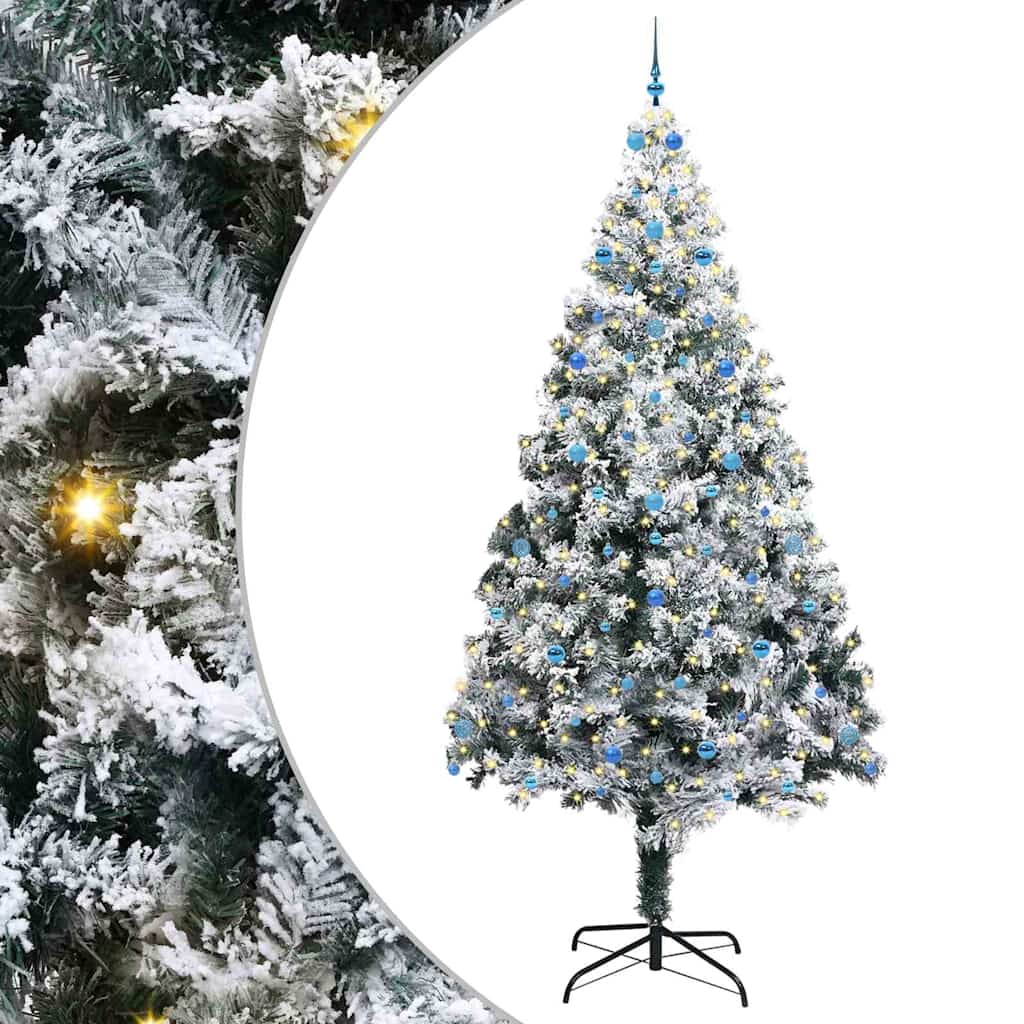 Juletre med dekorative strenglys Hvit 300 cm PVC