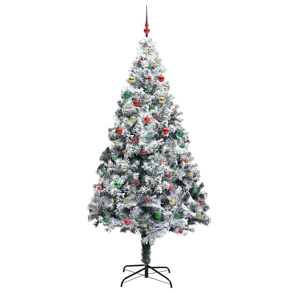 Juletre med dekorative strenglys Hvit 300 cm PVC