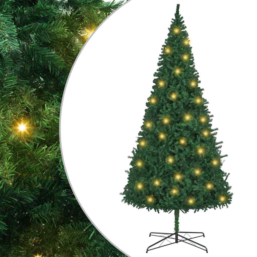Kunstig juletre med dekorative strenglys grønn 400 cm PVC