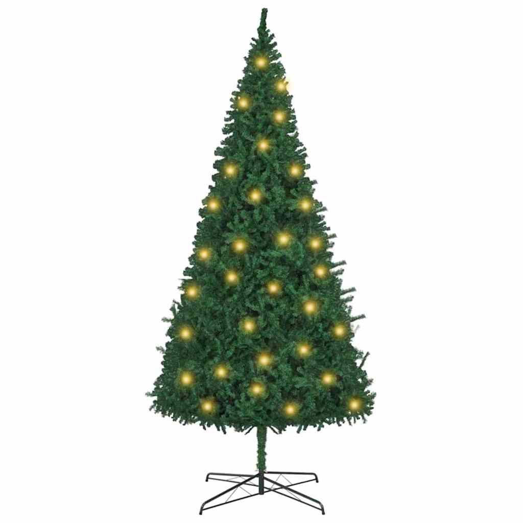 Kunstig juletre med dekorative strenglys grønn 400 cm PVC