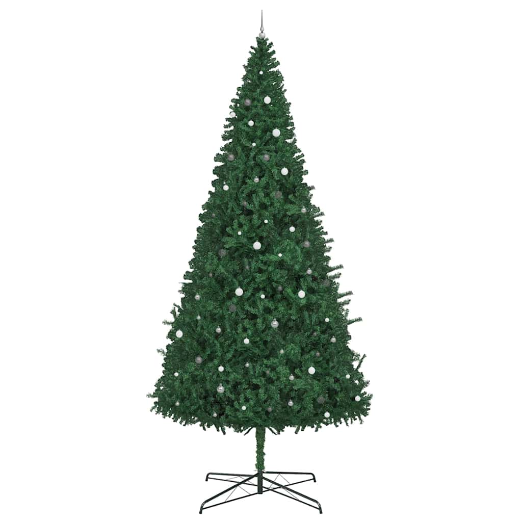 Kunstig juletre med dekorative strenglys grønn 400 cm PVC