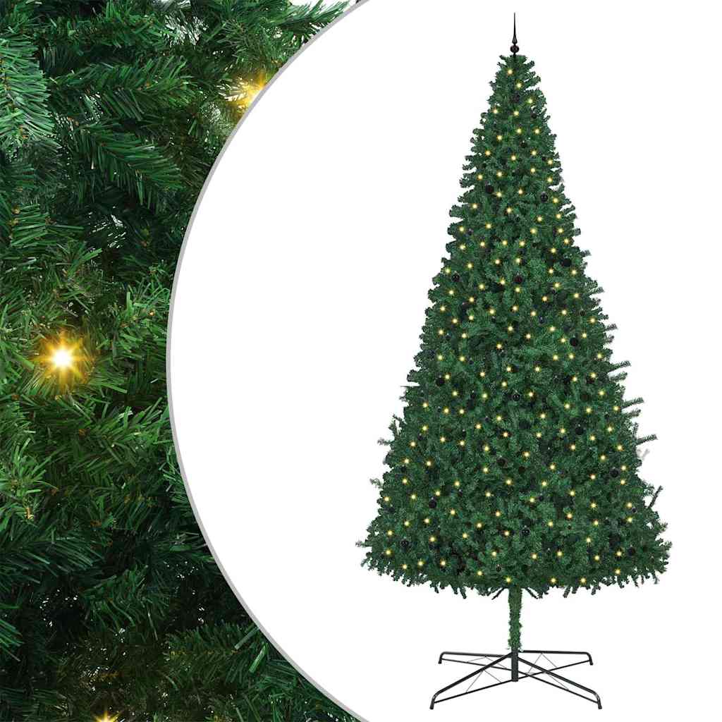 Juletre med dekorative strenglys grønn 400 cm PVC