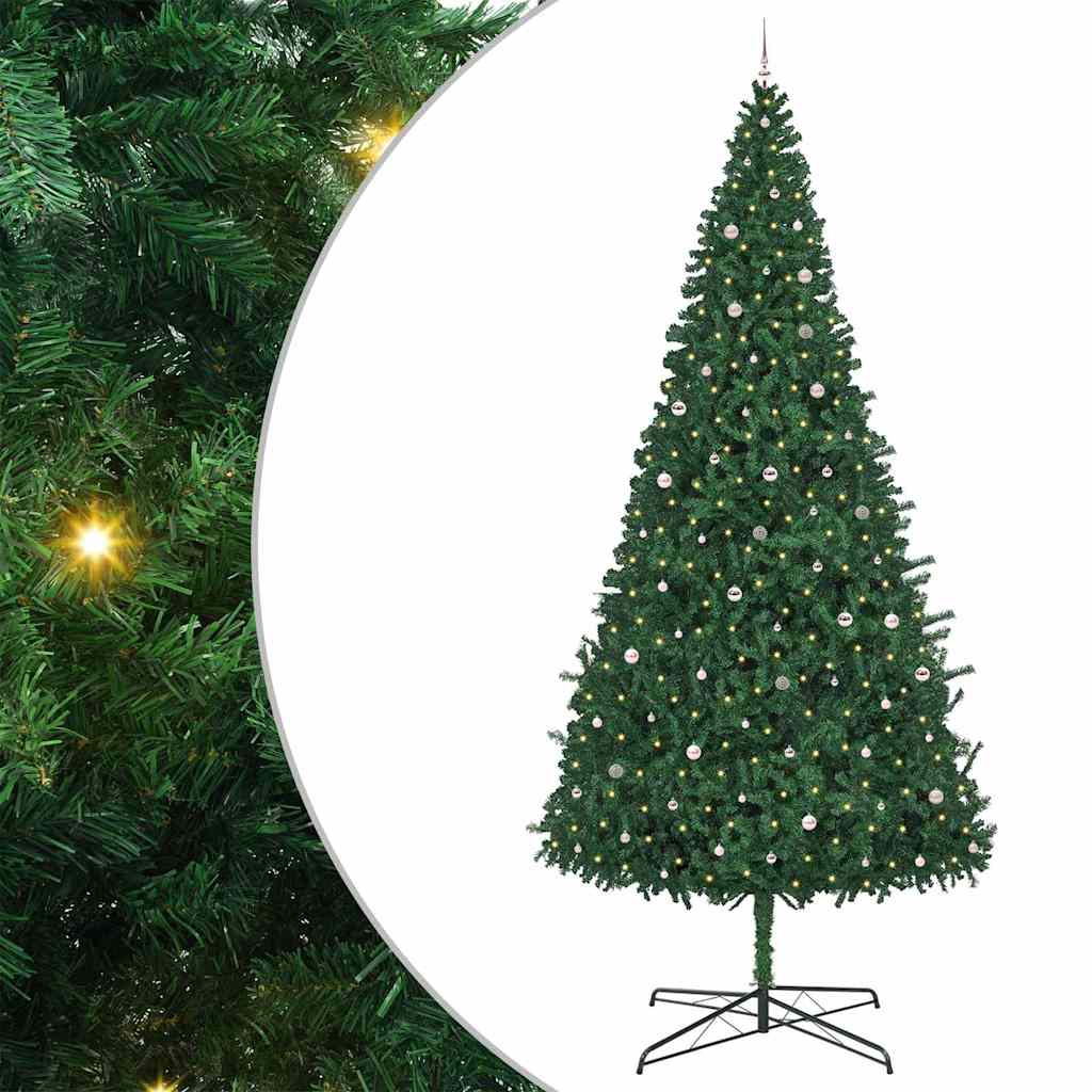 Juletre med dekorative strenglys grønn 400 cm PVC