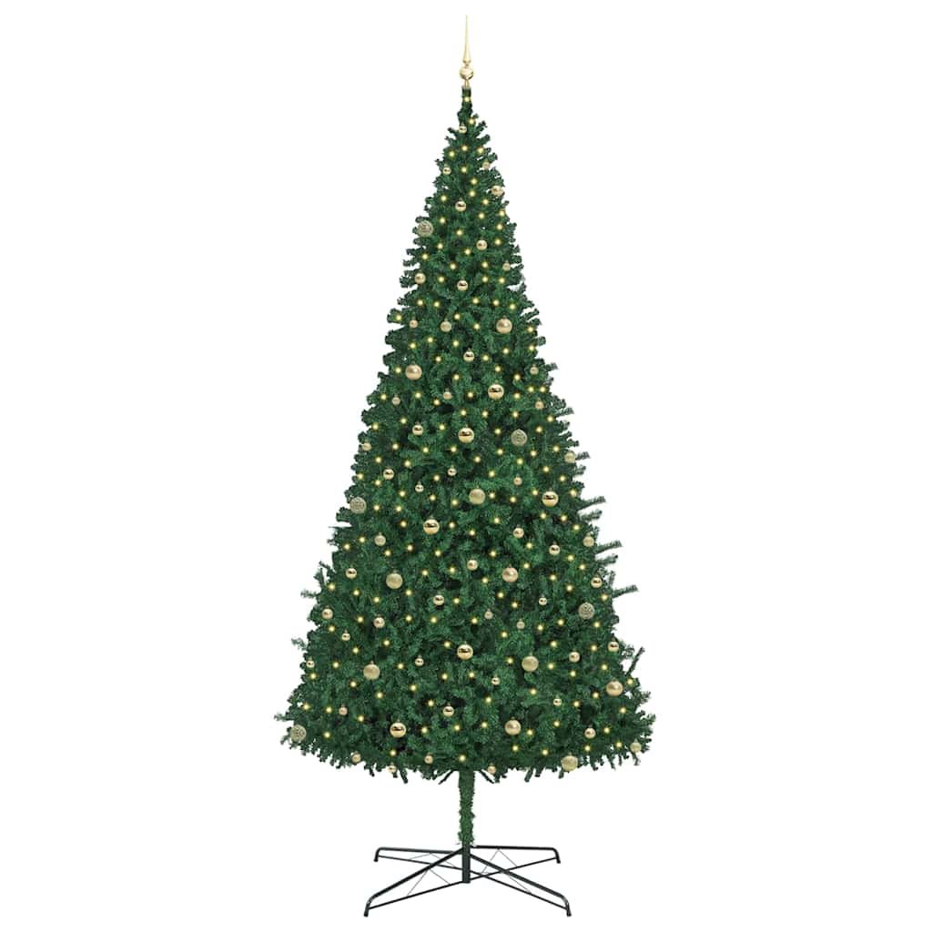 Juletre med dekorative strenglys grønn 400 cm PVC