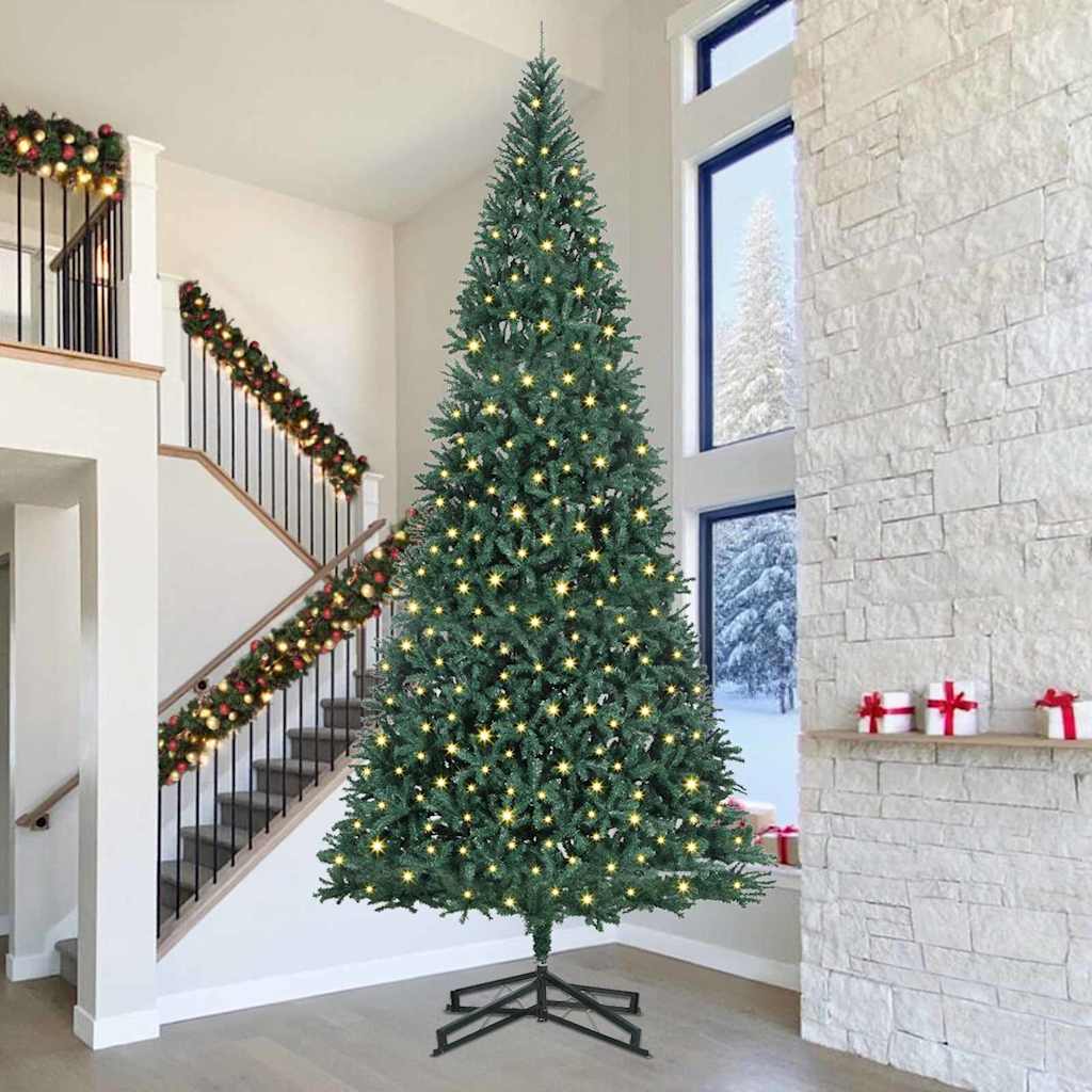 Kunstig forhåndsbelyst juletre grønn 500 cm PVC