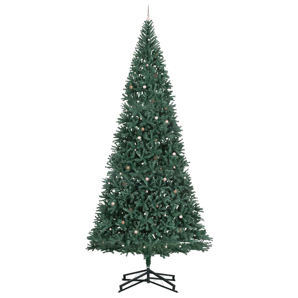 Kunstig forhåndsbelyst juletre med kule-sett grønn 500 cm PVC