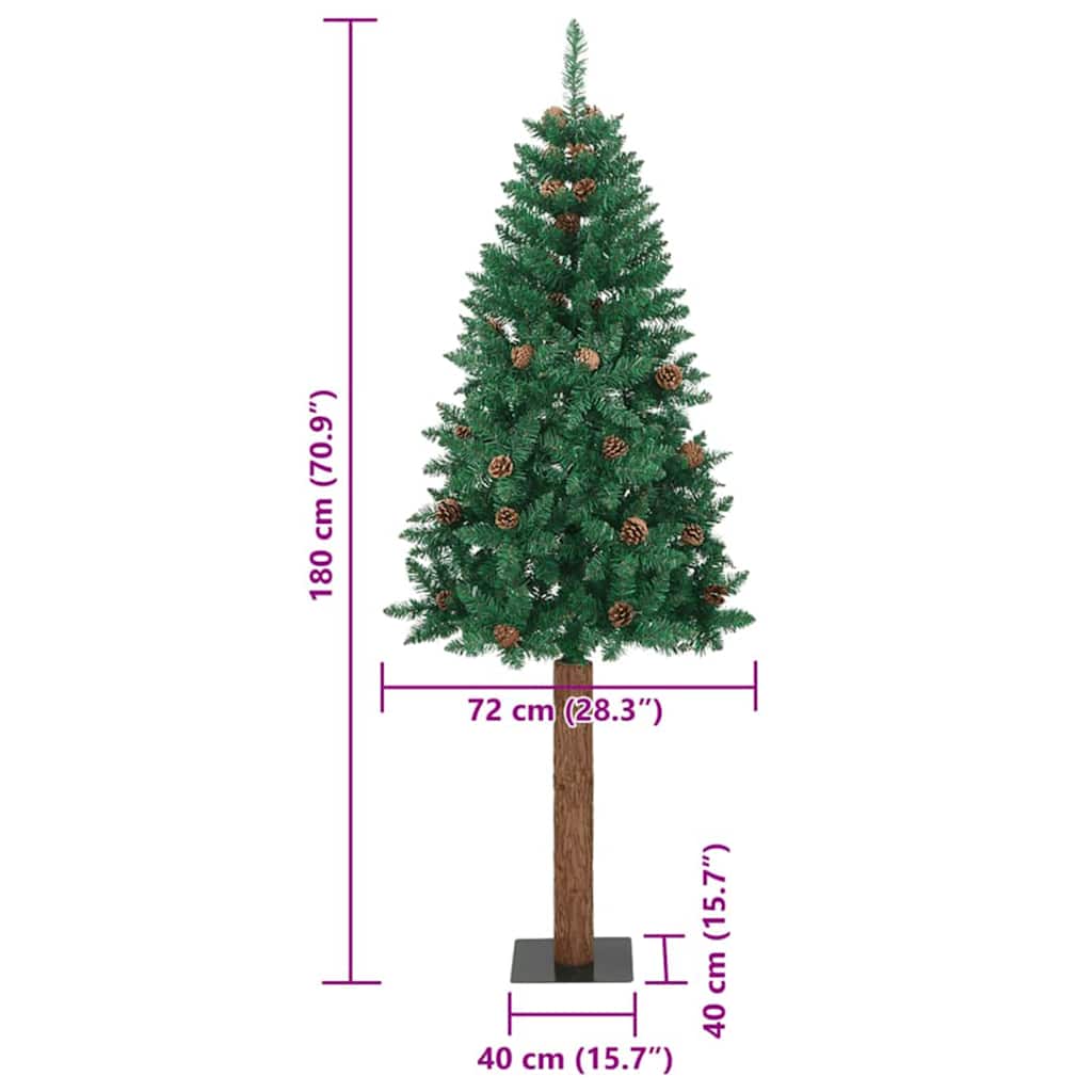 Slim juletre grønn 72 x 72 x 180 cm PVC