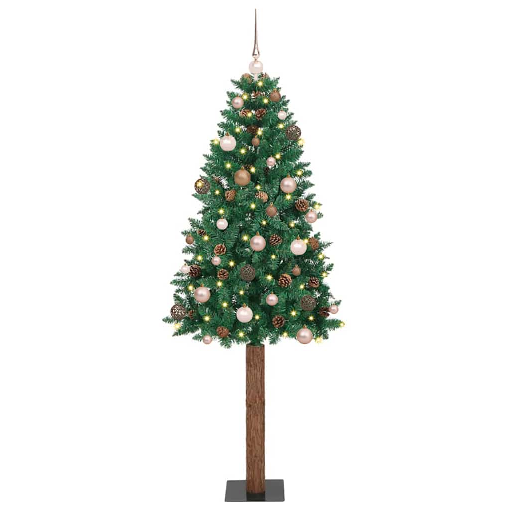 Slim juletre med 300 LED med stativ grønn 180 cm PVC