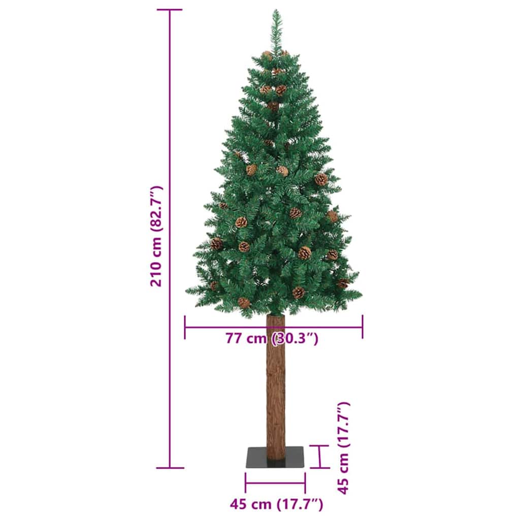 Slim juletre grønn 77 x 77 x 210 cm PVC