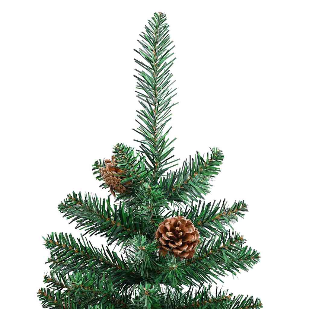 Slim juletre med 300 LED grønn 210 cm PVC og Massivt Furu tre