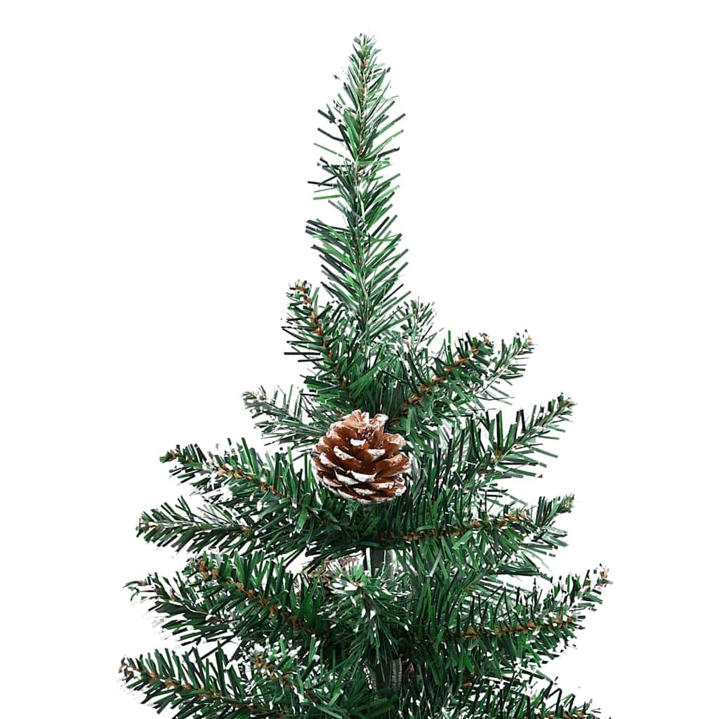 Slim juletre Grønn og hvit 150 cm PVC og Massivt Furu tre