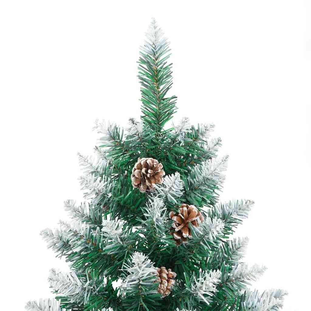 Slim juletre med 300 LED med stativ Grønn og hvit 180 cm PVC