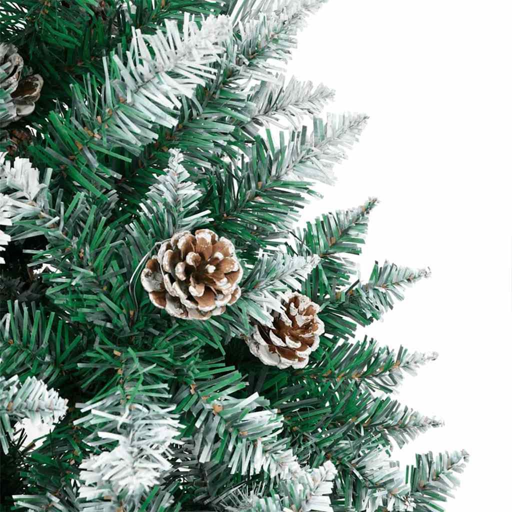 Slim juletre med 300 LED med stativ Grønn og hvit 210 cm PVC