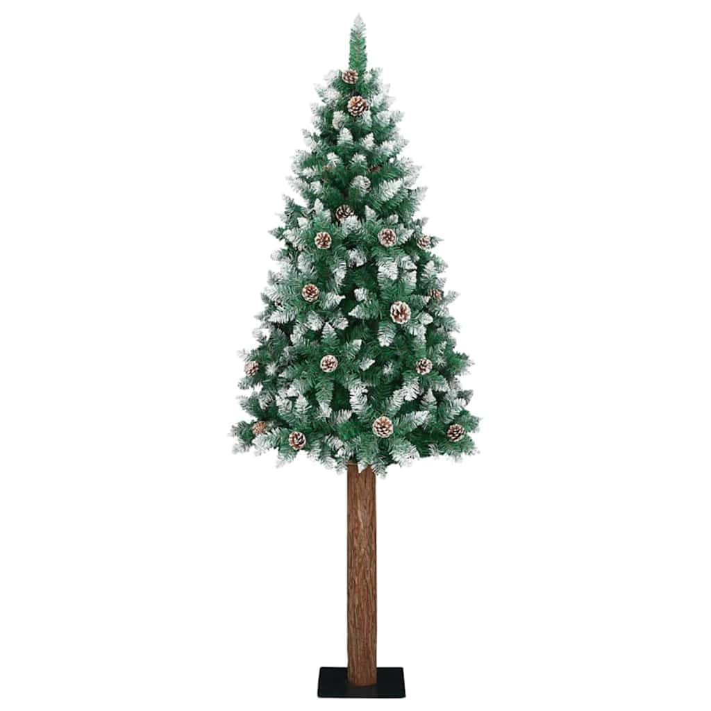 Slim juletre med 300 LED med stativ Grønn og hvit 210 cm PVC