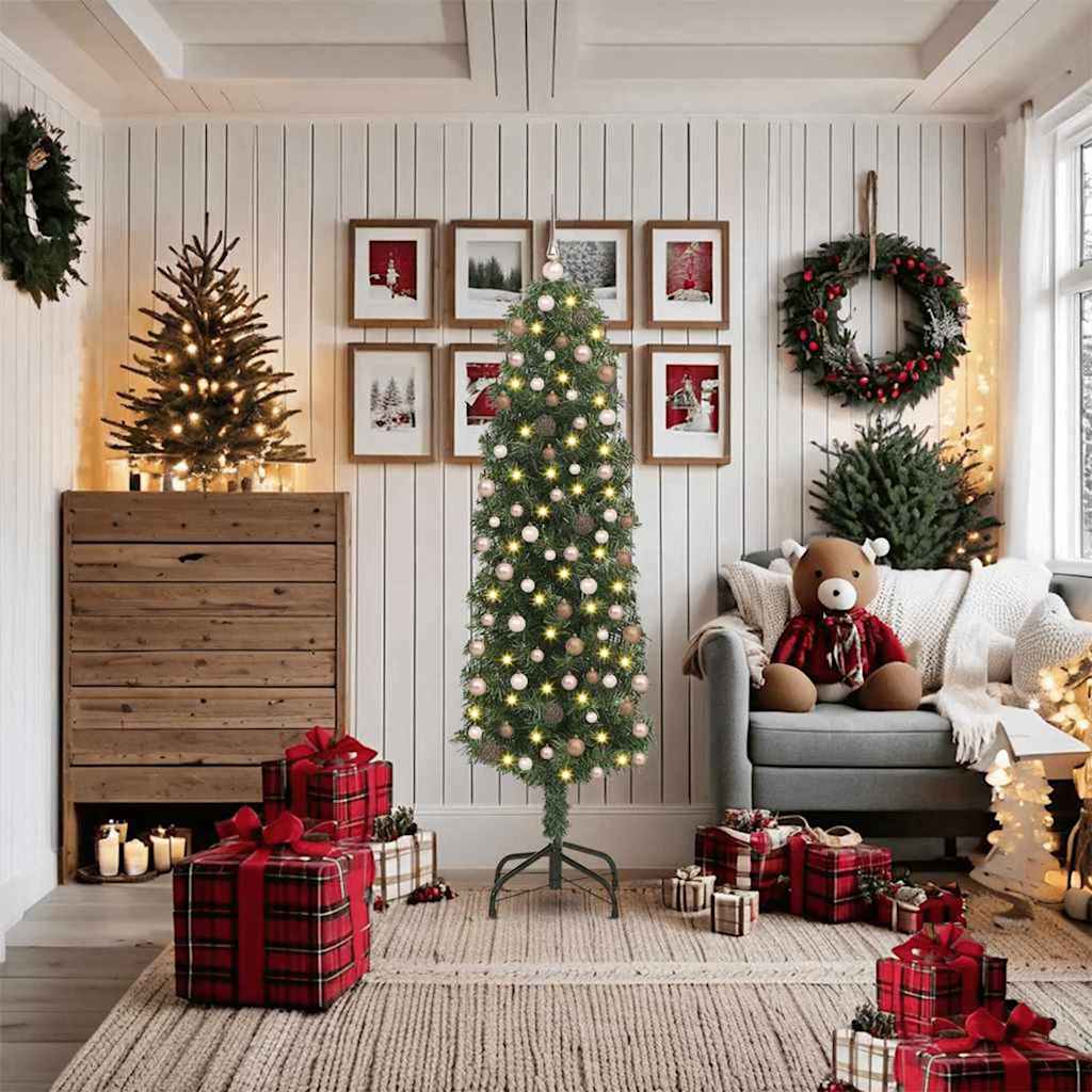 Slim juletre med 300 LED grønn 180 cm Plast og metall