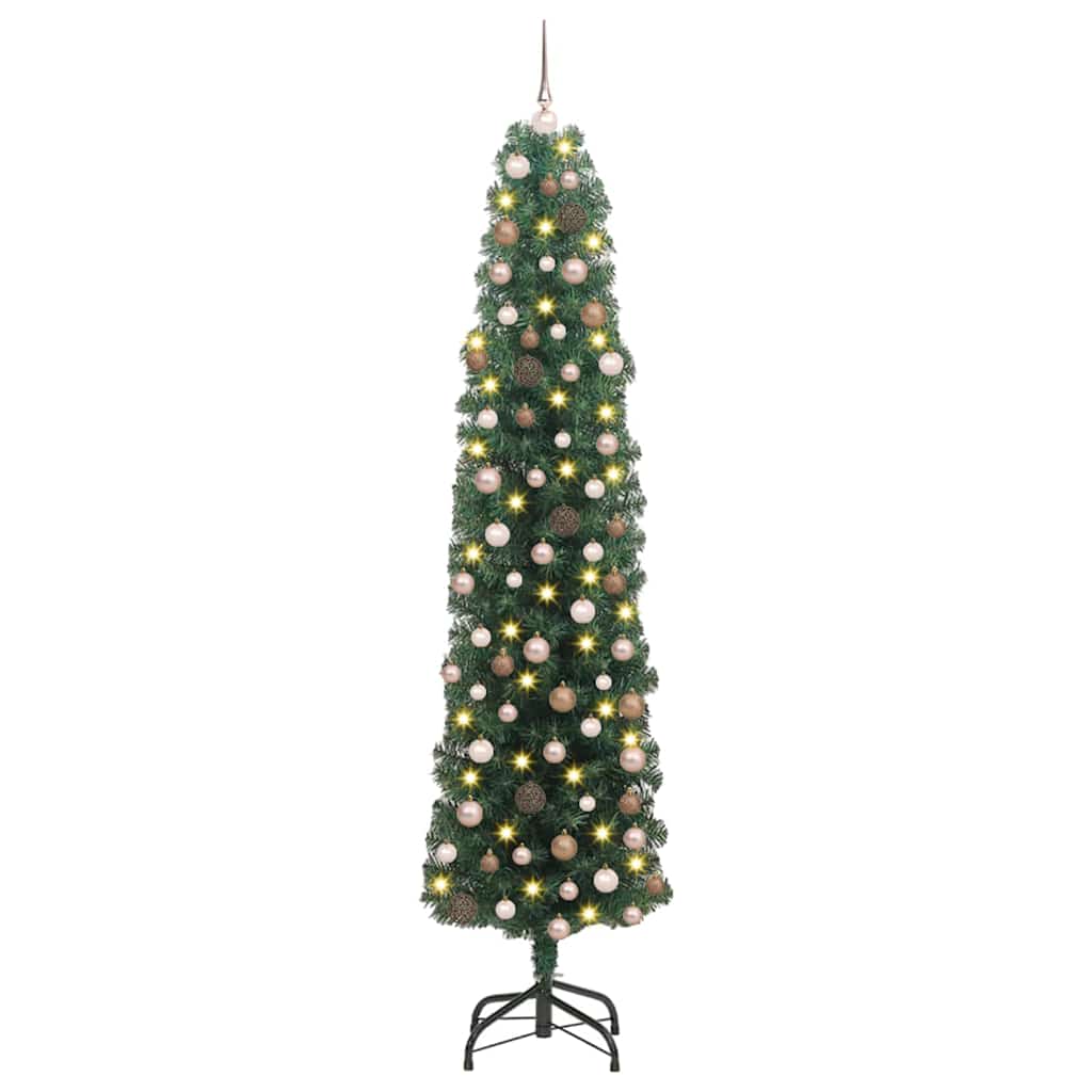 Slim juletre med 300 LED grønn 180 cm Plast og metall