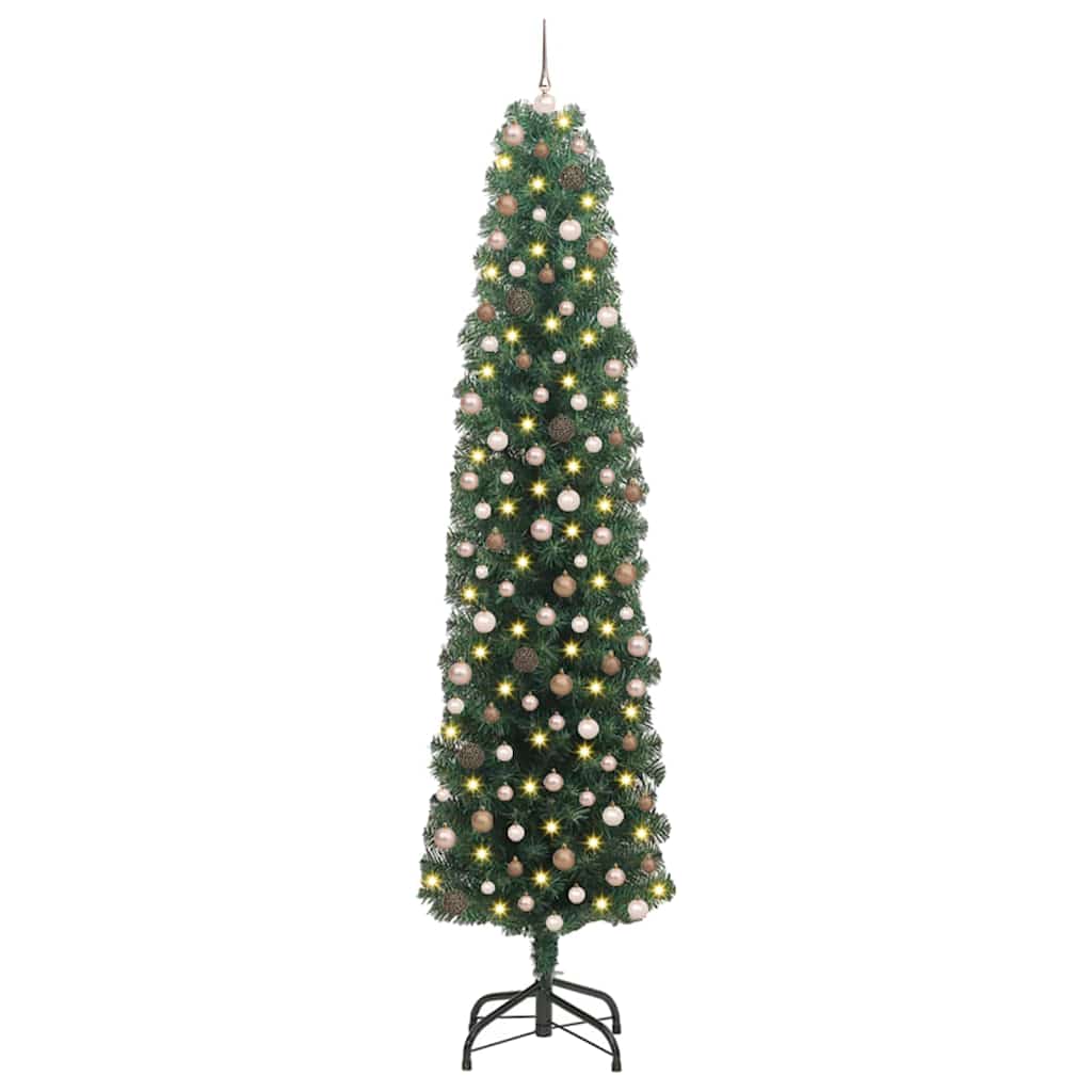Slim juletre med stativ grønn 61 x 61 x 240 cm Plast og metall