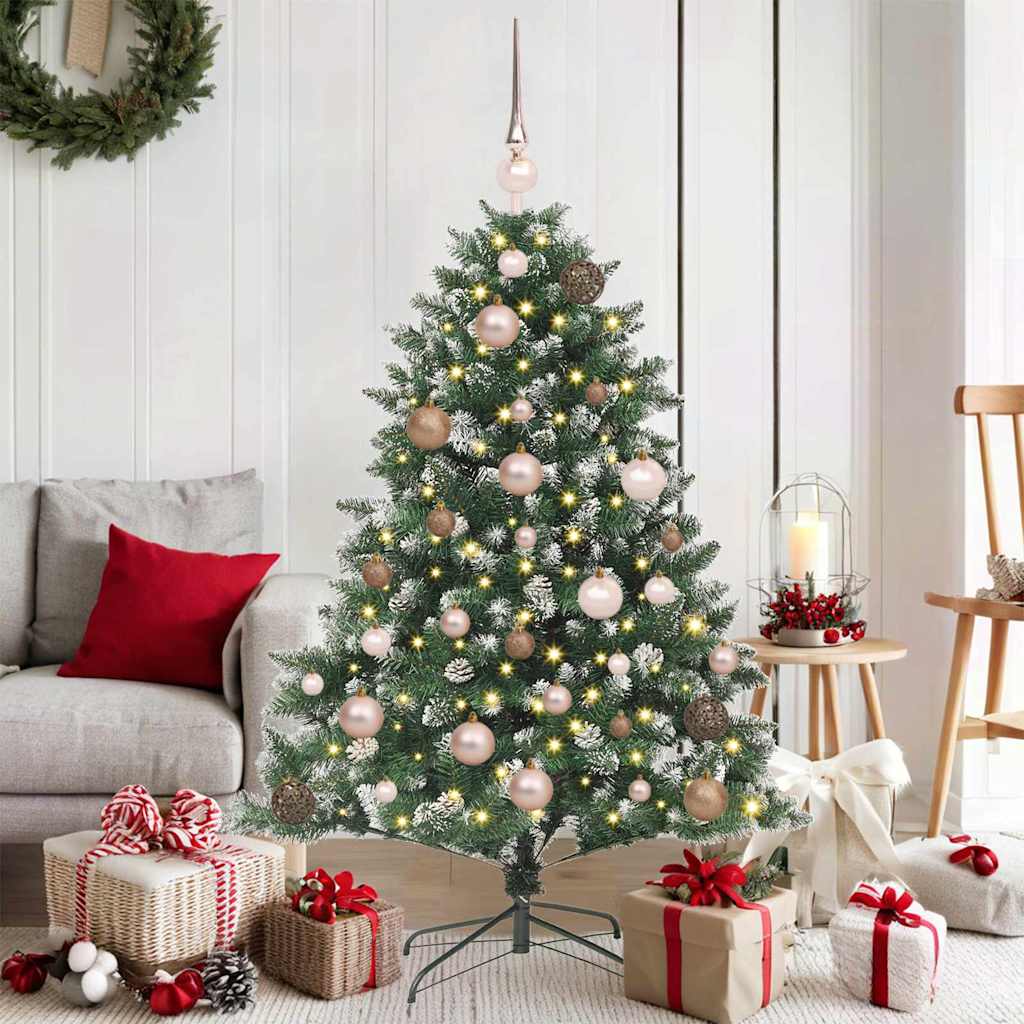 Kunstigjuletre med LED -stripelys grønn 120cm PVC