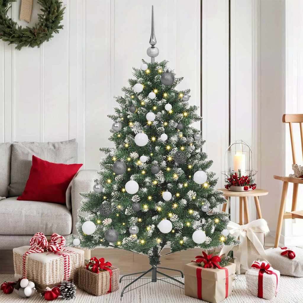 Kunstigjuletre med LED -stripelys grønn 120cm PVC