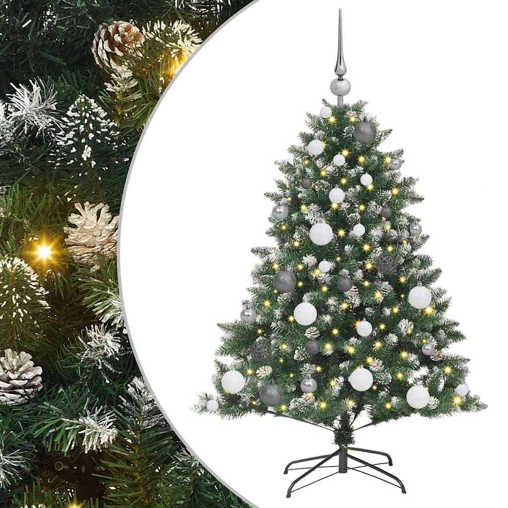 Kunstigjuletre med LED -stripelys grønn 120cm PVC