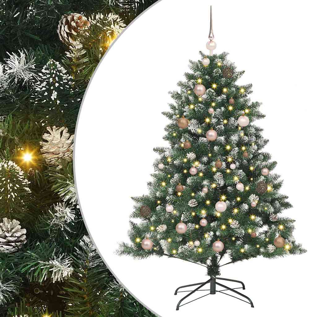 Kunstigjuletre med LED -stripelys grønn 150cm PVC