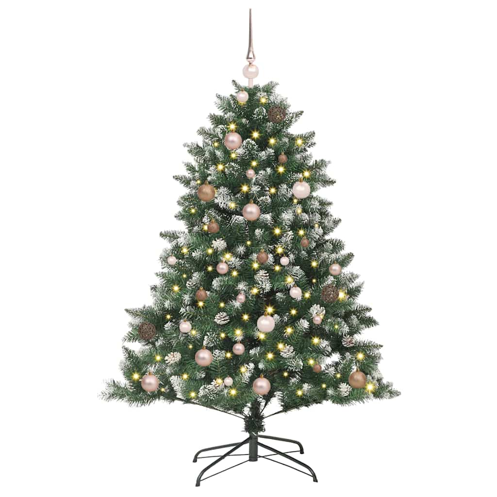 Kunstigjuletre med LED -stripelys grønn 150cm PVC