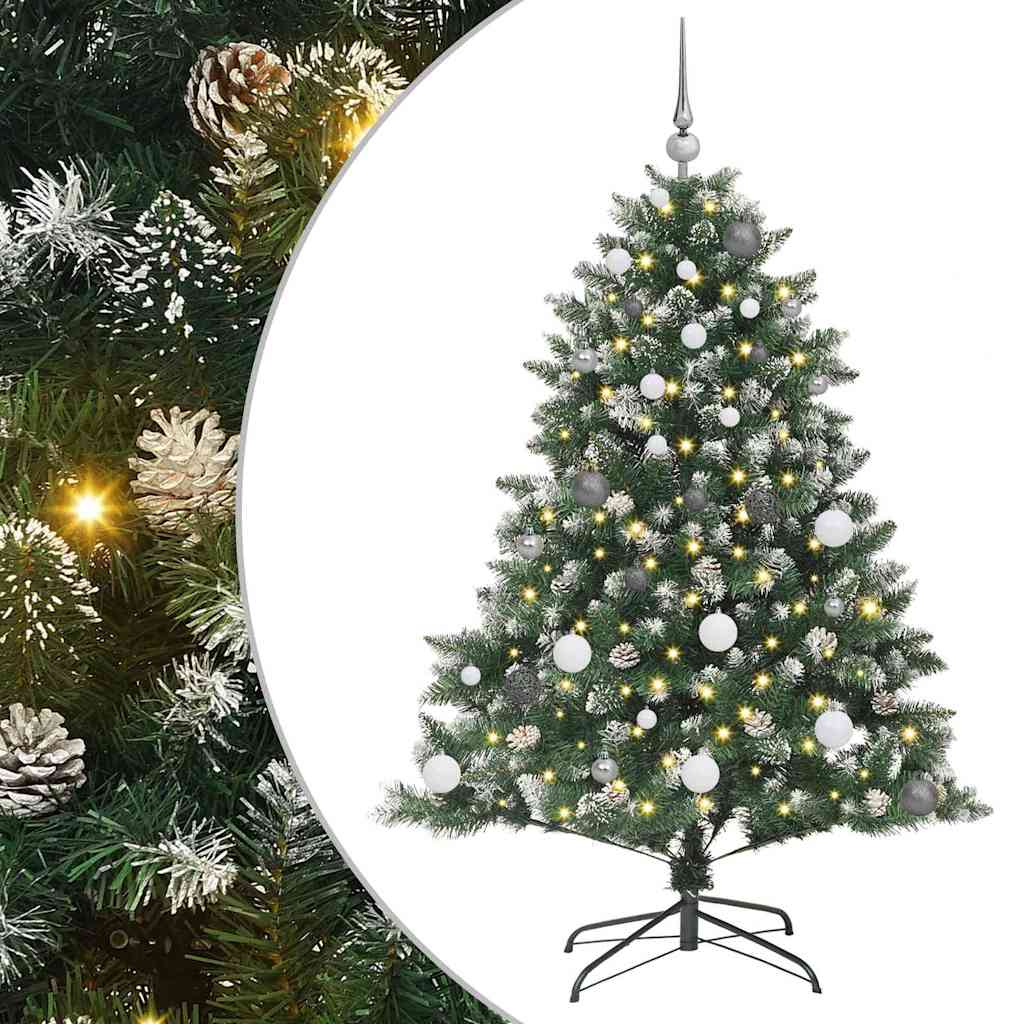 Kunstigjuletre med LED -stripelys grønn 150cm PVC