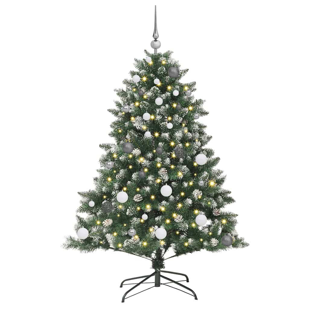Kunstigjuletre med LED -stripelys grønn 150cm PVC