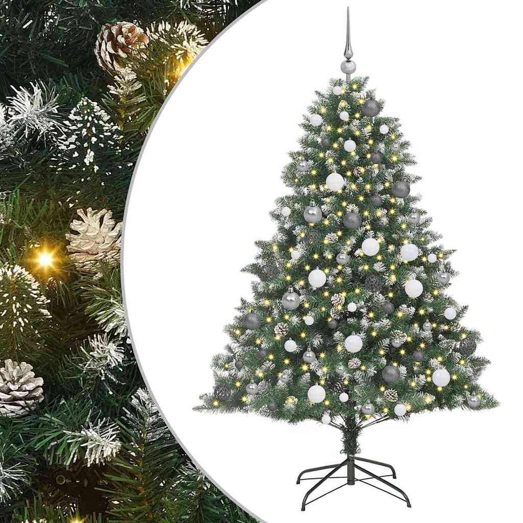 Kunstigjuletre med LED -stripelys grønn 180cm PVC