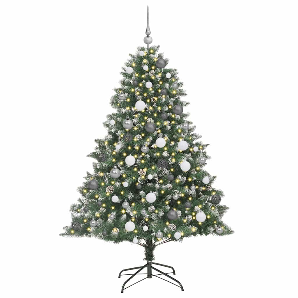 Kunstigjuletre med LED -stripelys grønn 180cm PVC