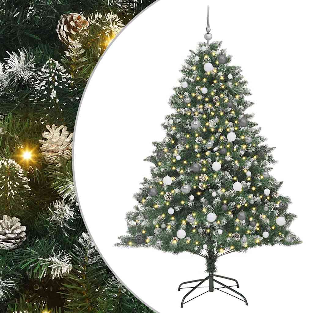 Kunstigjuletre med LED -stripelys grønn 210cm PVC