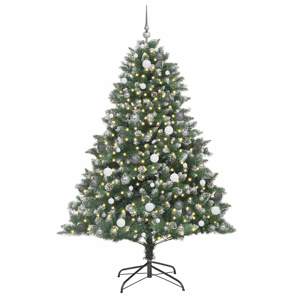 Kunstigjuletre med LED -stripelys grønn 210cm PVC