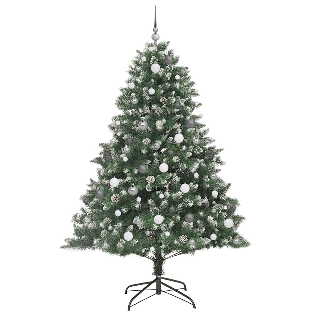 Kunstigjuletre med LED -stripelys grønn 210cm PVC