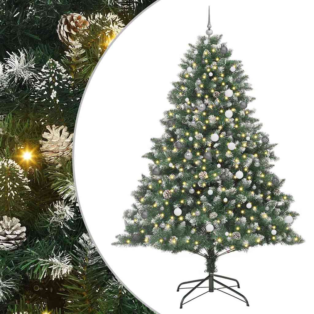 Kunstigjuletre med LED -stripelys grønn 240cm PVC