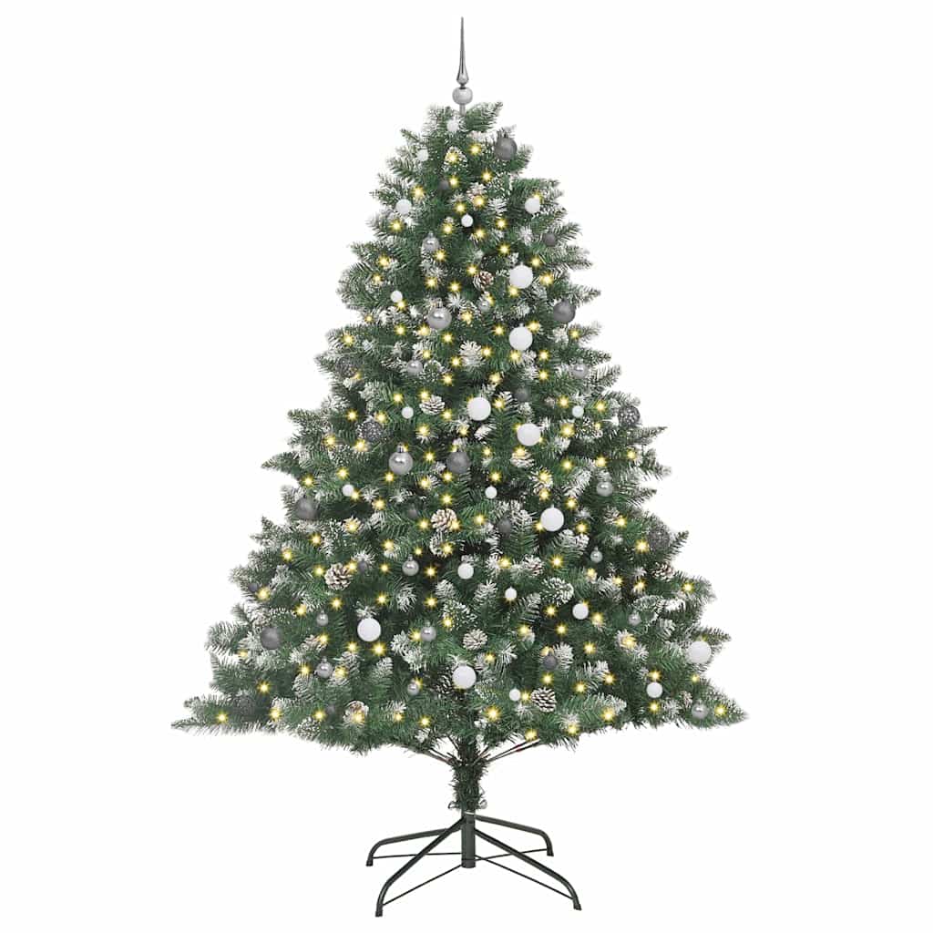 Kunstigjuletre med LED -stripelys grønn 240cm PVC