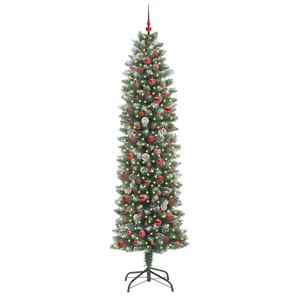 Kunstig Slankt Jule Tre med 300 LED Grønn og hvit 240 cm