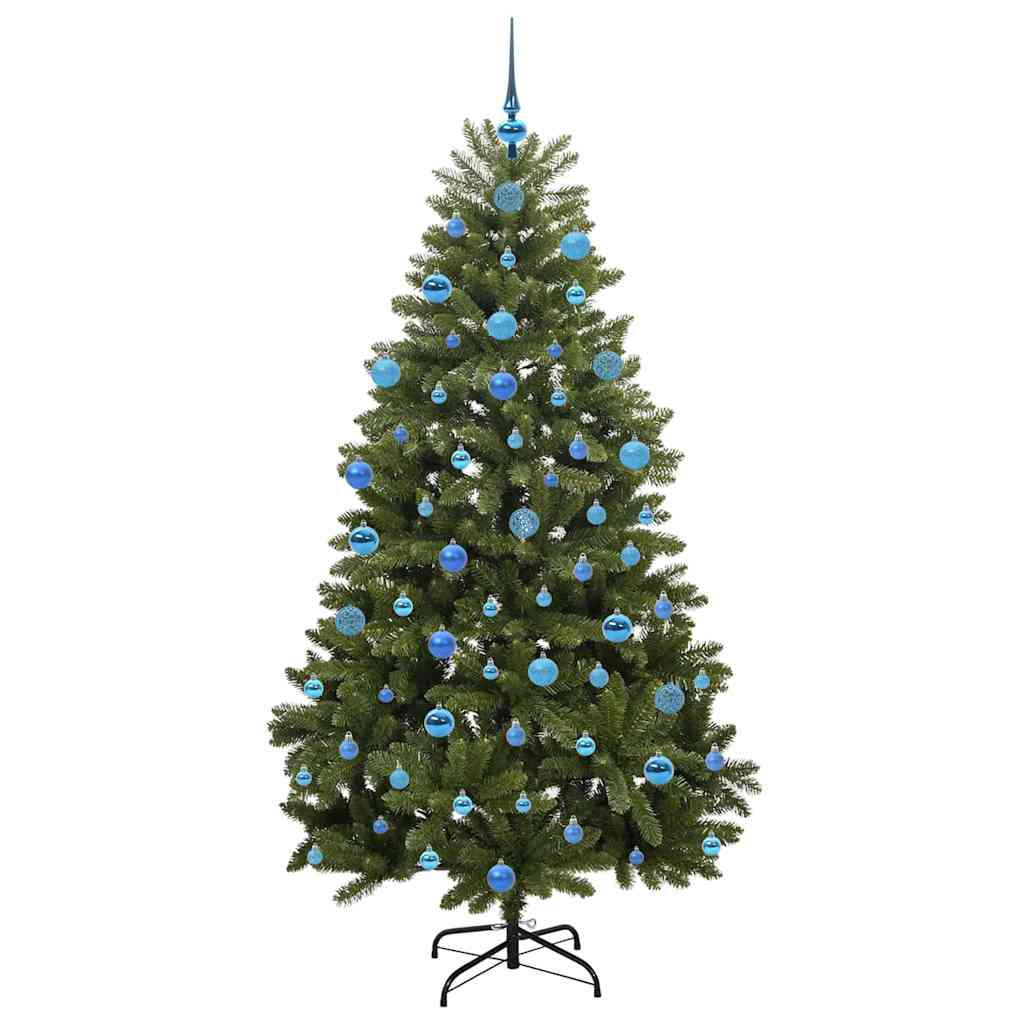 Kunstig juletre med LED -stripelys grønn 180 cm PVC og metall