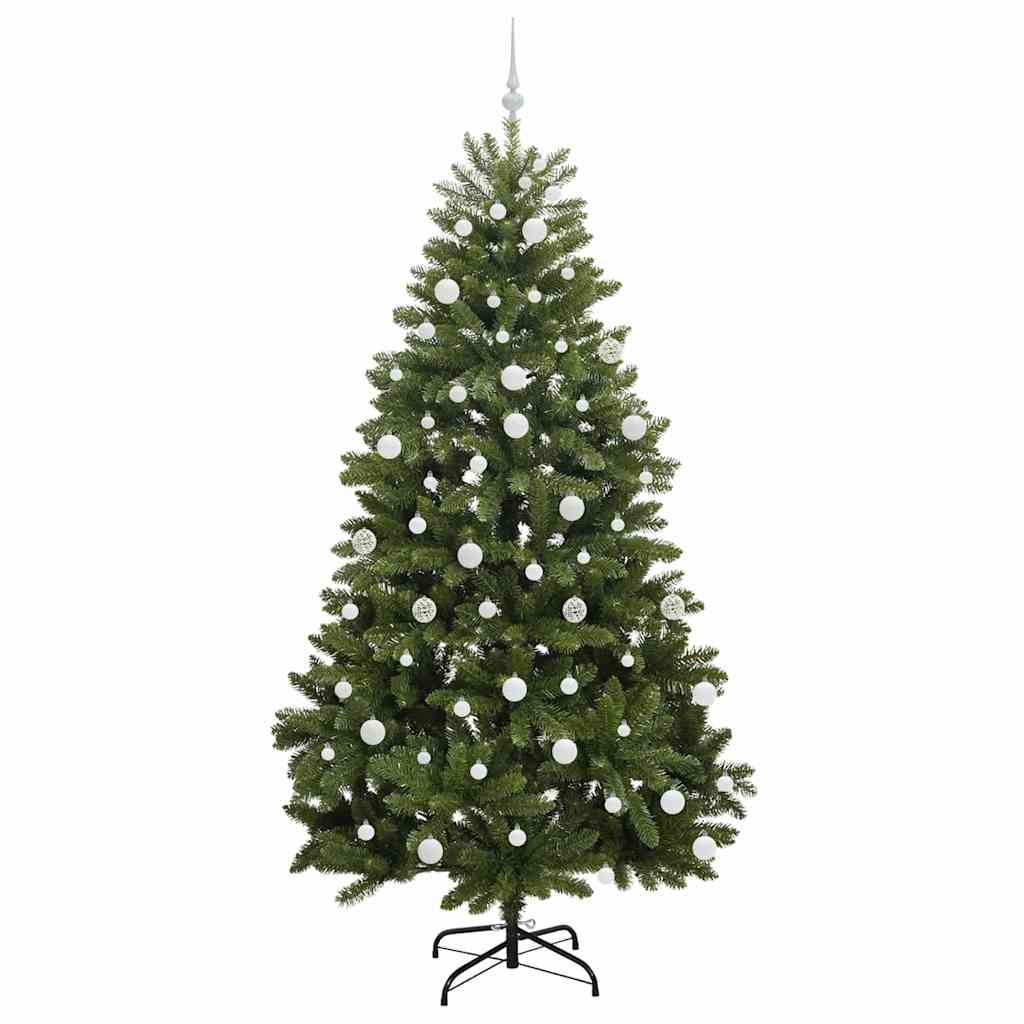 Kunstig juletre med LED -stripelys grønn 210 cm PVC og metall